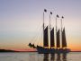 Sailing ship returning to Bar Harbor after a sunset cruise