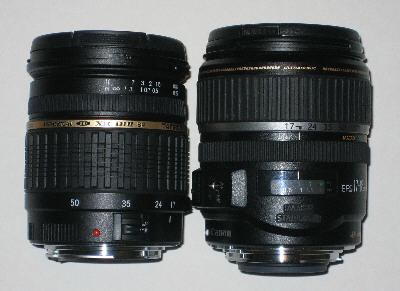 Canon on Left  Tamron 17 55 2 8   Right Canon Ef S 17 85 Is