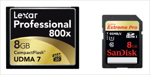 Compact Flash (CF), Secure Digital (SD) and SDHC/SDXC Memory Cards